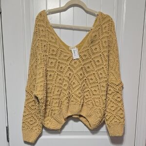 POL Mustard V-Neck Sweater